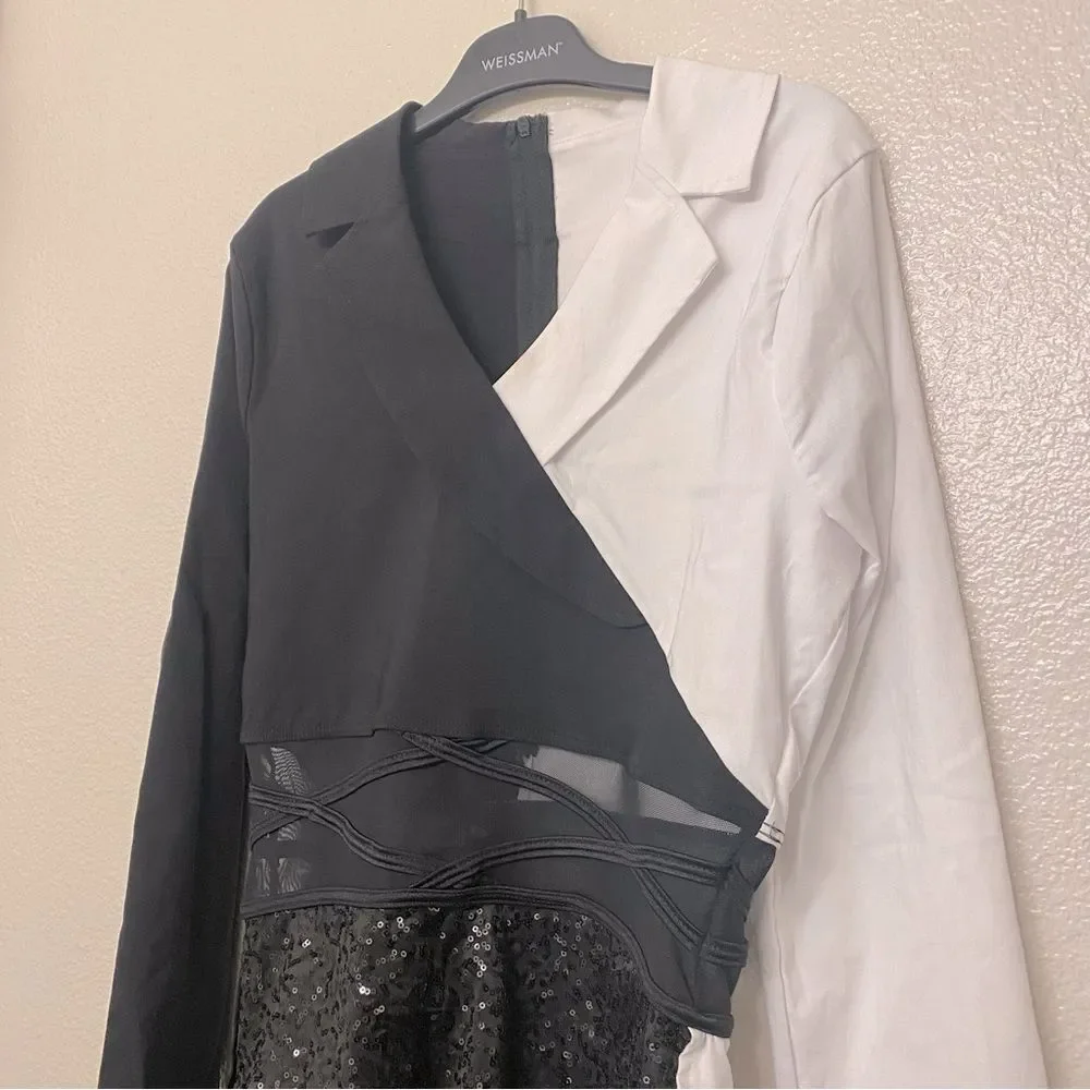 Weissman dance costume white black ring master tux Ring-A-Ding-Ding 14573 SA